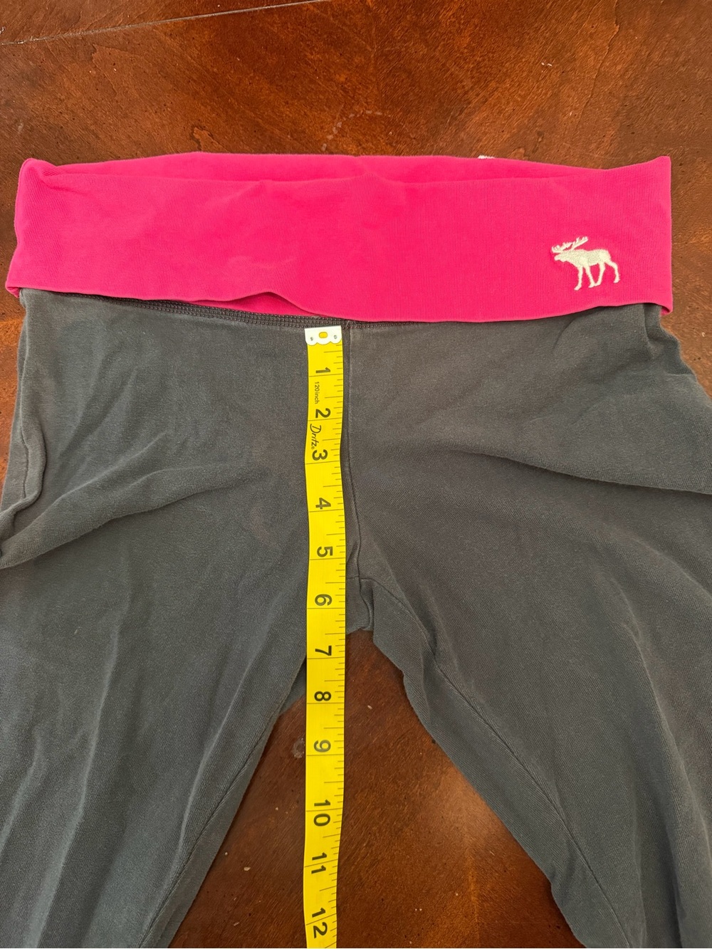 Abercrombie & Fitch Y2K Vintage Bright Pink Fold-Over Waistband Gray Yoga Pants - Picture 3 of 6